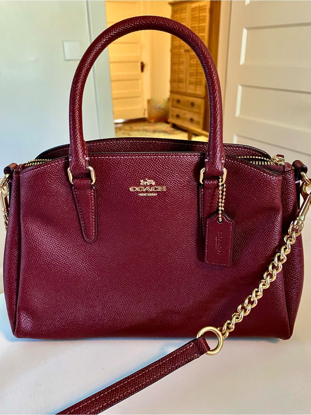 Coach Burgundy Leather Satchel